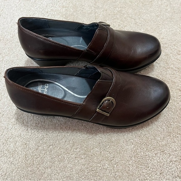 Dansko Brown Leather Slip On Nursing Medical Wedge Shoes - Picture 2 of 16
